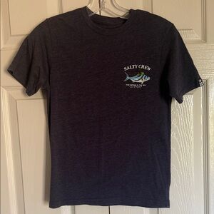Salty Crew Boys Charcoal Tee with Fish Graphic